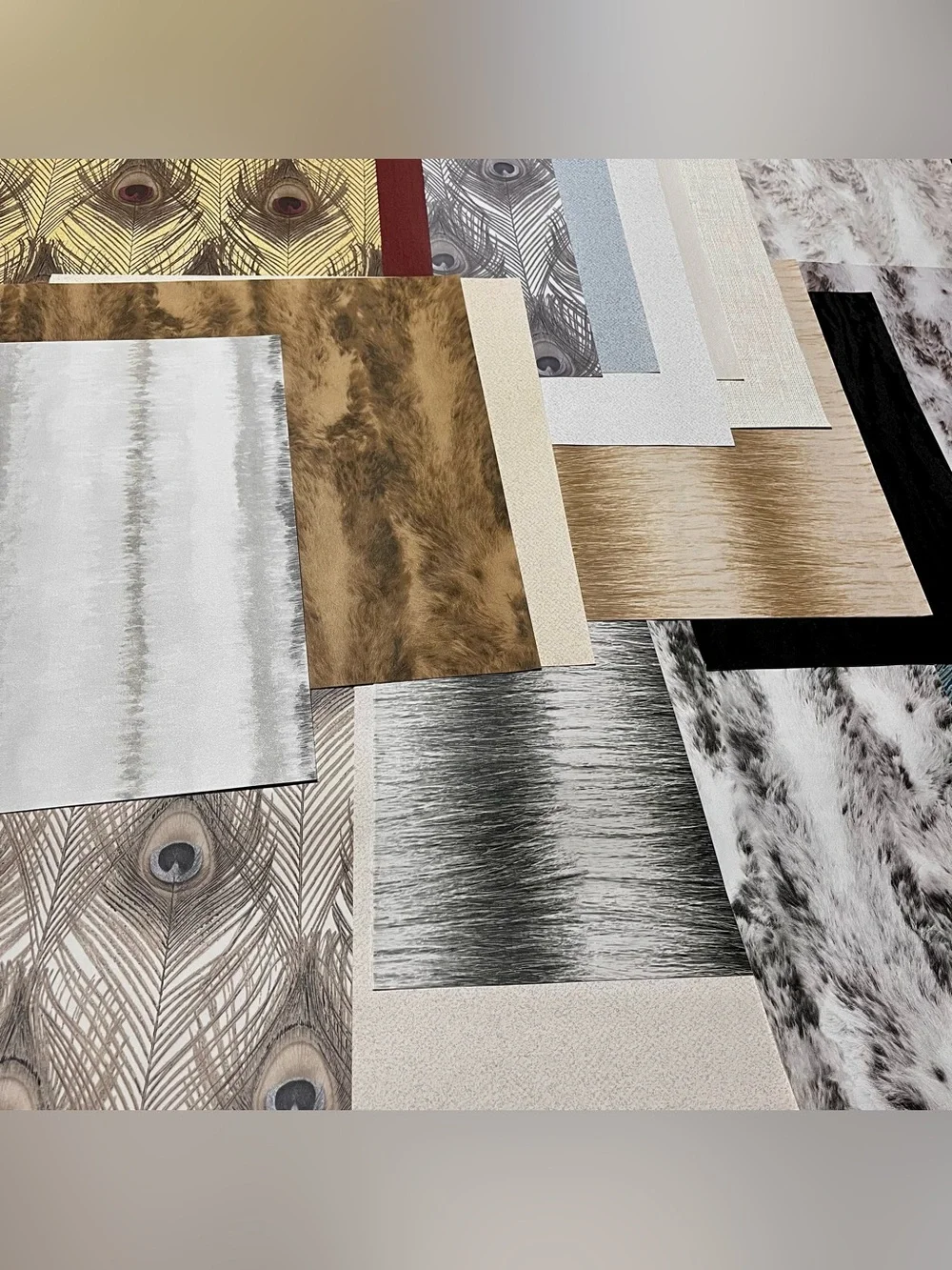20 Assorted Designer Wallpaper Sample Sheets DIY Animal Print Theme Fur, Peacock